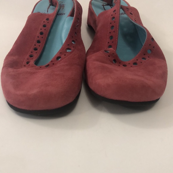 Thierry Rabotin 39 Pink Shoe Suede Low heel Sling Back Adjustable Laser cut - Picture 7 of 8